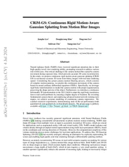 CRiM-GS: Continuous Rigid Motion-Aware Gaussian Splatting from Motion
  Blur Images