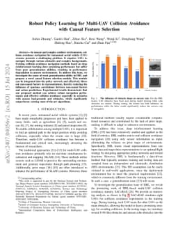 Robust Policy Learning for Multi-UAV Collision Avoidance with Causal
  Feature Selection