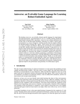 Autoverse: An Evolvable Game Language for Learning Robust Embodied
  Agents