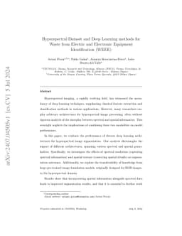 Hyperspectral Dataset and Deep Learning methods for Waste from Electric
  and Electronic Equipment Identification (WEEE)