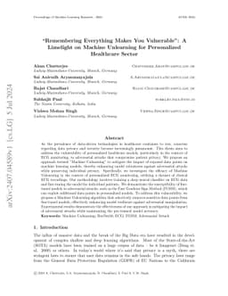 Remembering Everything Makes You Vulnerable: A Limelight on Machine
  Unlearning for Personalized Healthcare Sector