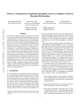 Privacy or Transparency? Negotiated Smartphone Access as a Signifier of
  Trust in Romantic Relationships
