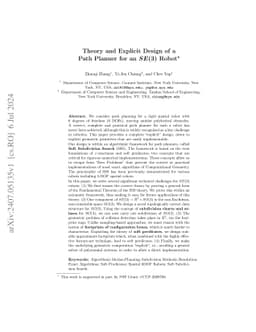 Theory and Explicit Design of a Path Planner for an SE(3) Robot