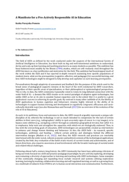 A Manifesto for a Pro-Actively Responsible AI in Education