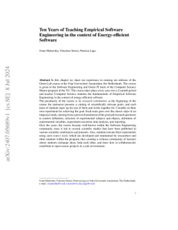 Ten Years of Teaching Empirical Software Engineering in the context of
  Energy-efficient Software