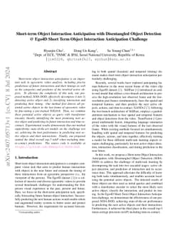 Short-term Object Interaction Anticipation with Disentangled Object
  Detection @ Ego4D Short Term Object Interaction Anticipation Challenge