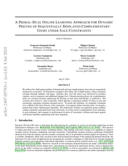 A Primal-Dual Online Learning Approach for Dynamic Pricing of
  Sequentially Displayed Complementary Items under Sale Constraints