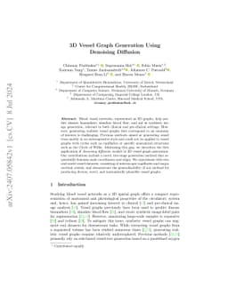 3D Vessel Graph Generation Using Denoising Diffusion