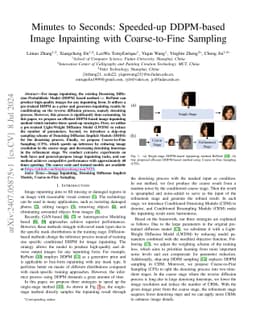 Minutes to Seconds: Speeded-up DDPM-based Image Inpainting with
  Coarse-to-Fine Sampling