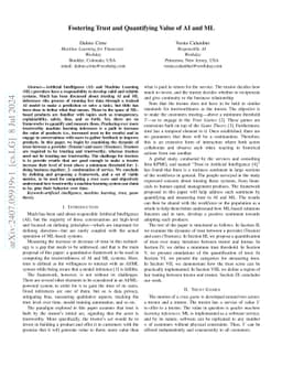 Fostering Trust and Quantifying Value of AI and ML