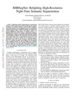 RHRSegNet: Relighting High-Resolution Night-Time Semantic Segmentation