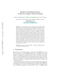 Analytic Convolutional Layer: A Step to Analytic Neural Network