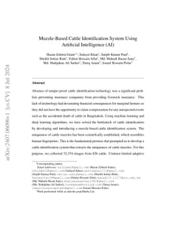 Muzzle-Based Cattle Identification System Using Artificial Intelligence
  (AI)