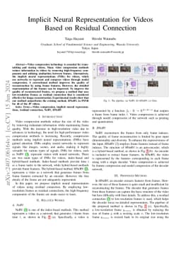 Implicit Neural Representation for Videos Based on Residual Connection