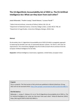 The US Algorithmic Accountability Act of 2022 vs. The EU Artificial
  Intelligence Act: What can they learn from each other?