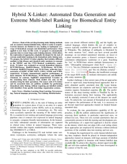 Hybrid X-Linker: Automated Data Generation and Extreme Multi-label
  Ranking for Biomedical Entity Linking