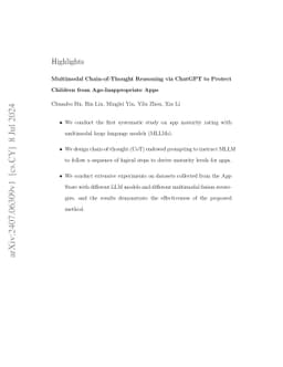 Multimodal Chain-of-Thought Reasoning via ChatGPT to Protect Children
  from Age-Inappropriate Apps