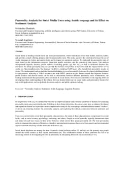 Personality Analysis for Social Media Users using Arabic language and
  its Effect on Sentiment Analysis