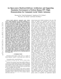 An Open-source Hardware/Software Architecture and Supporting Simulation
  Environment to Perform Human FPV Flight Demonstrations for Unmanned Aerial
  Vehicle Autonomy