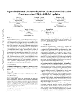 High-Dimensional Distributed Sparse Classification with Scalable
  Communication-Efficient Global Updates