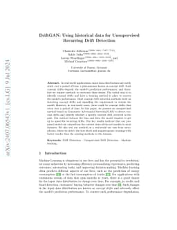 DriftGAN: Using historical data for Unsupervised Recurring Drift
  Detection