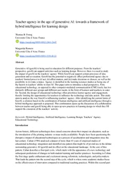 Teacher agency in the age of generative AI: towards a framework of
  hybrid intelligence for learning design