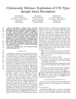 Cybersecurity Defenses: Exploration of CVE Types through Attack
  Descriptions