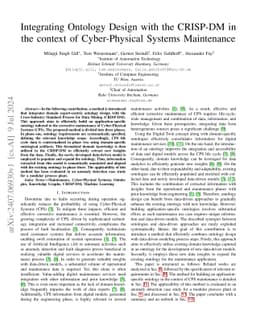 Integrating Ontology Design with the CRISP-DM in the context of
  Cyber-Physical Systems Maintenance