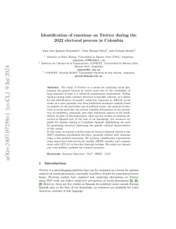Identification of emotions on Twitter during the 2022 electoral process
  in Colombia