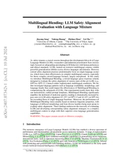 Multilingual Blending: LLM Safety Alignment Evaluation with Language
  Mixture