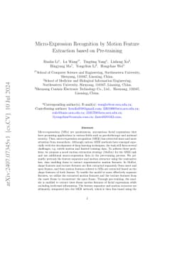Micro-Expression Recognition by Motion Feature Extraction based on
  Pre-training