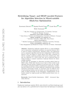 Hybridizing Target- and SHAP-encoded Features for Algorithm Selection in
  Mixed-variable Black-box Optimization
