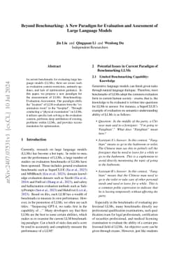 Beyond Benchmarking: A New Paradigm for Evaluation and Assessment of
  Large Language Models