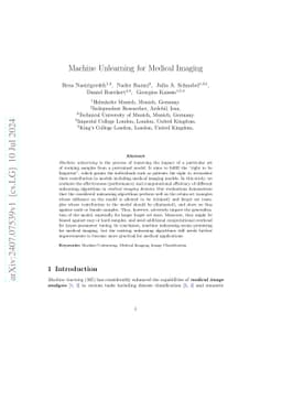 Machine Unlearning for Medical Imaging