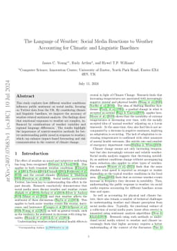 The Language of Weather: Social Media Reactions to Weather Accounting
  for Climatic and Linguistic Baselines