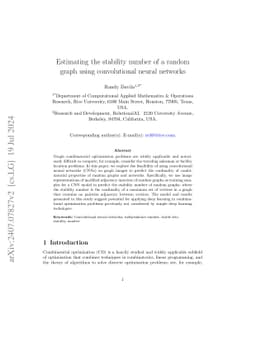 Estimating the stability number of a random graph using convolutional
  neural networks