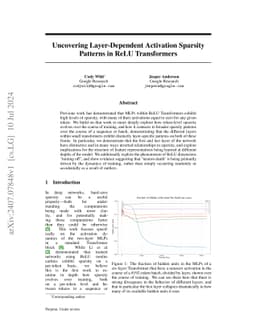 Uncovering Layer-Dependent Activation Sparsity Patterns in ReLU
  Transformers