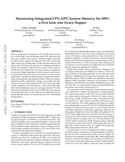 Harnessing Integrated CPU-GPU System Memory for HPC: a first look into
  Grace Hopper