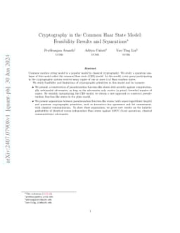 Cryptography in the Common Haar State Model: Feasibility Results and
  Separations