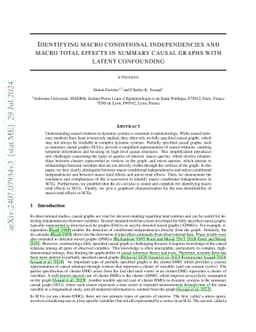 Identifying macro conditional independencies and macro total effects in
  summary causal graphs with latent confounding