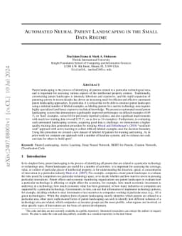 Automated Neural Patent Landscaping in the Small Data Regime