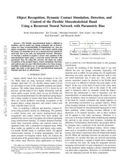 Object Recognition, Dynamic Contact Simulation, Detection, and Control
  of the Flexible Musculoskeletal Hand Using a Recurrent Neural Network with
  Parametric Bias