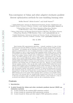 Non-convergence of Adam and other adaptive stochastic gradient descent
  optimization methods for non-vanishing learning rates