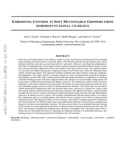 Embodying Control in Soft Multistable Robots from Morphofunctional Co-design