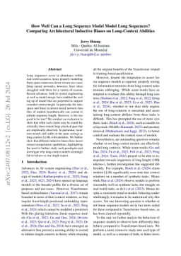 How Well Can a Long Sequence Model Model Long Sequences? Comparing
  Architechtural Inductive Biases on Long-Context Abilities