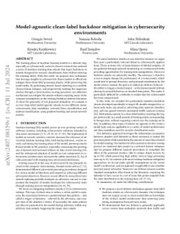 Model-agnostic clean-label backdoor mitigation in cybersecurity environments