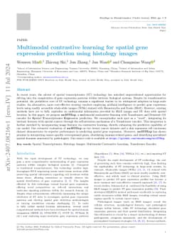 Multimodal contrastive learning for spatial gene expression prediction
  using histology images