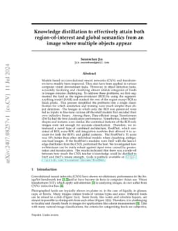 Knowledge distillation to effectively attain both region-of-interest and
  global semantics from an image where multiple objects appear