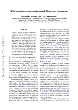 LLMs' morphological analyses of complex FST-generated Finnish words