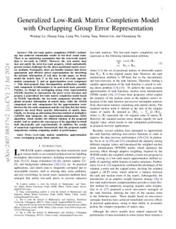 Generalized Low-Rank Matrix Completion Model with Overlapping Group
  Error Representation